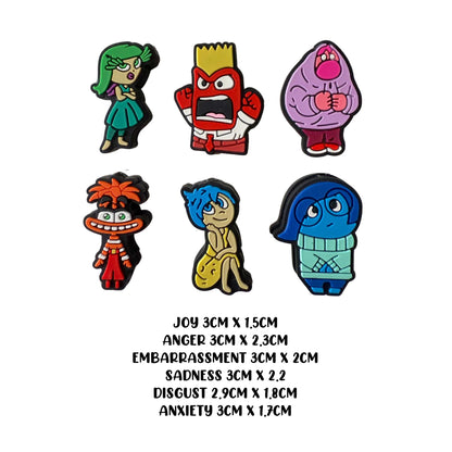 Lashicorn Emotions Characters Silicone Focal Beads Movie Joy Anger Sadness Embarrassment Mixed Bulk 12pk 3cm for Beadable Pen Keychain