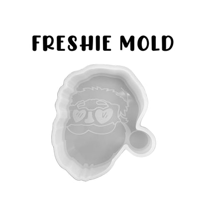 Santa Claus with Heart Eyes Car Freshie Silicone Mold Christmas Holiday Disco Ball Trendy DIY Unique Scented Aroma Beads Present Cardstock Oven Safe