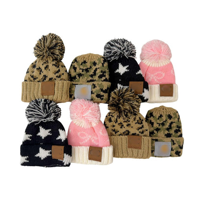 Mini Beanie for Freshie Smiley Faces 8pk with Pom Fluff Ball Leopard Bows Camo Stars Handmade Car Scented Drip Knit Hat Crafters C C