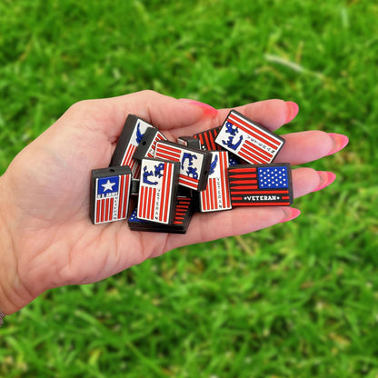 U.S. Military Veteran Silicone Focal Bead 12pk Bulk Armed Forces Bullet 1.18x0.8” American Foreign Wars Patriotic Mixed Beadable Keychain