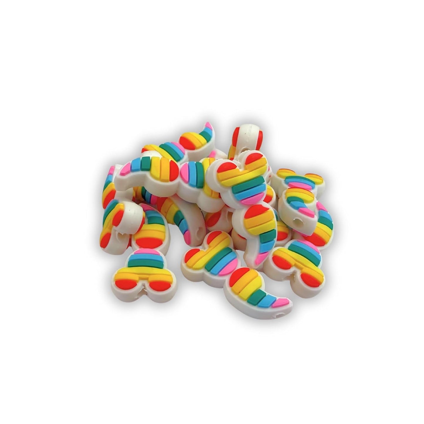 Rainbow Mouse Semicolon Magical Ears Silicone Focal Bead 12pk 1.15x0.6” Awareness Suicide Prevention Mental Health Beadable Pen Keychain DIY