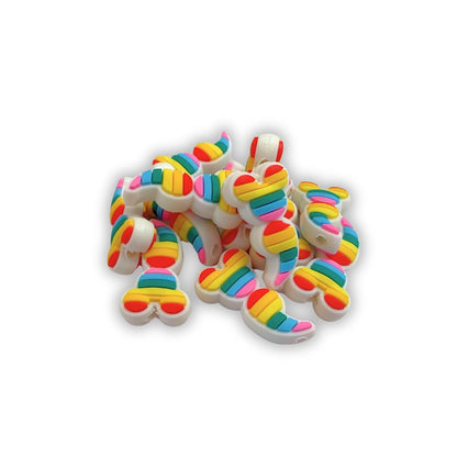 Rainbow Mouse Semicolon Magical Ears Silicone Focal Bead 12pk 1.15x0.6” Awareness Suicide Prevention Mental Health Beadable Pen Keychain DIY
