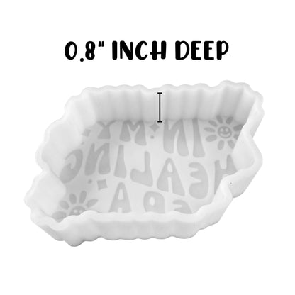 in My Healing Era Silicone Car Freshie Mold 4.5x2.75” Mental Health Mama Scented Aroma Beads Candle Oven Safe Rounds Iced Coffee