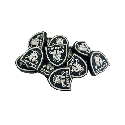 Las Vegas Focal Bead Sports Football 12pk 1.07” for Bulk Keychains Silicone Charm Beadable Pens Freshie Hangers Logo Black and White Game Day