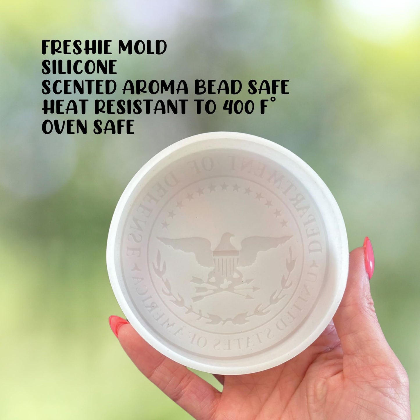 Defense Military United States Branch Silicone Freshie Mold 4” Circle 0.8” D Scented Aroma Beads Men’s Patriotic Veteran Soldier American Flag USA