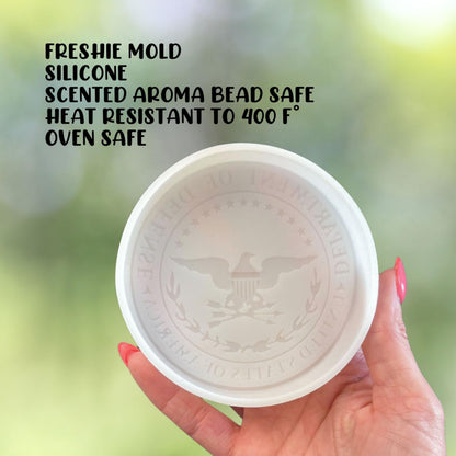 Defense Military United States Branch Silicone Freshie Mold 4” Circle 0.8” D Scented Aroma Beads Men’s Patriotic Veteran Soldier American Flag USA
