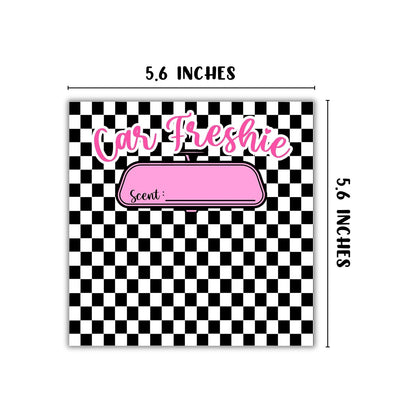 Black White Checkered Cardstock Inserts for Freshie Bags 30pk 5.6x5.6” Packaging Care Instructions Ideal for Sacks 6” Square Backers for Customers Minimalist
