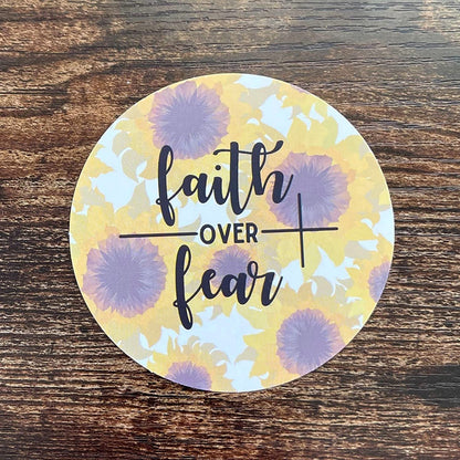 Sunflower Faith Over Fear Cardstock Cutouts for Freshies | 12 Pack | 2.5" Inch Circles | Freshie Supplies | Western Designs