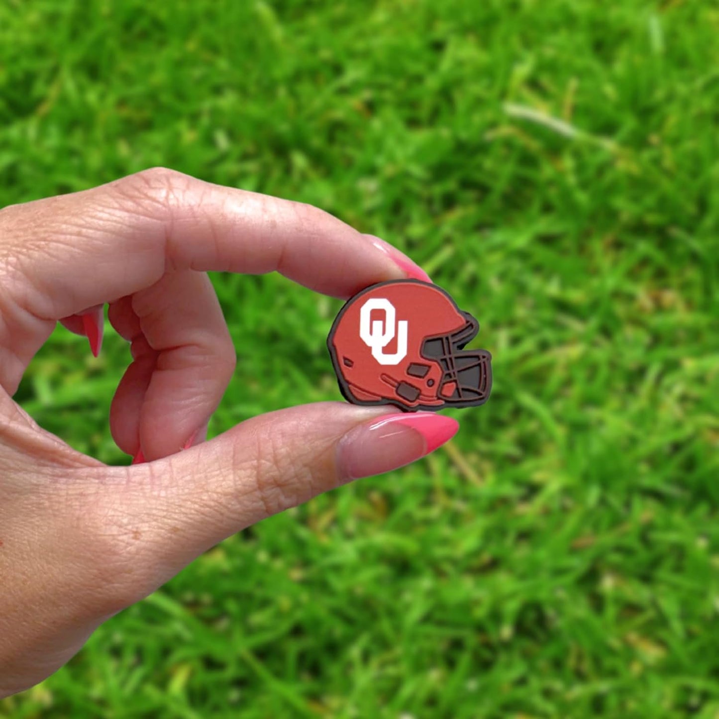 Oklahoma Football Helmet Silicone Focal Bead 12pk 0.95x1.2” Fan University Sports Beadable Pen Bulk Keychain Soon Red Supplies DIY