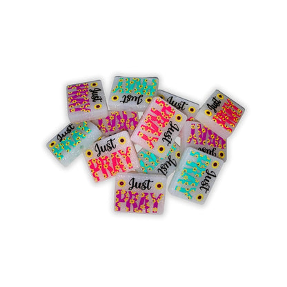Just Pray Silicone Focal Beads with Sunflower Glitter 12pk Bulk 0.95x1.2” Assorted Mixed Sparkle Bible Verse for Pens Beadable Keychain