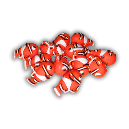 Clown Fish Orange 3D Silicone Focal Beads 12pk Bulk 0.7x0.57x1.1” Finding Character Ocean Beadable Pen 2 Hole Slider Sea Kit Supplies