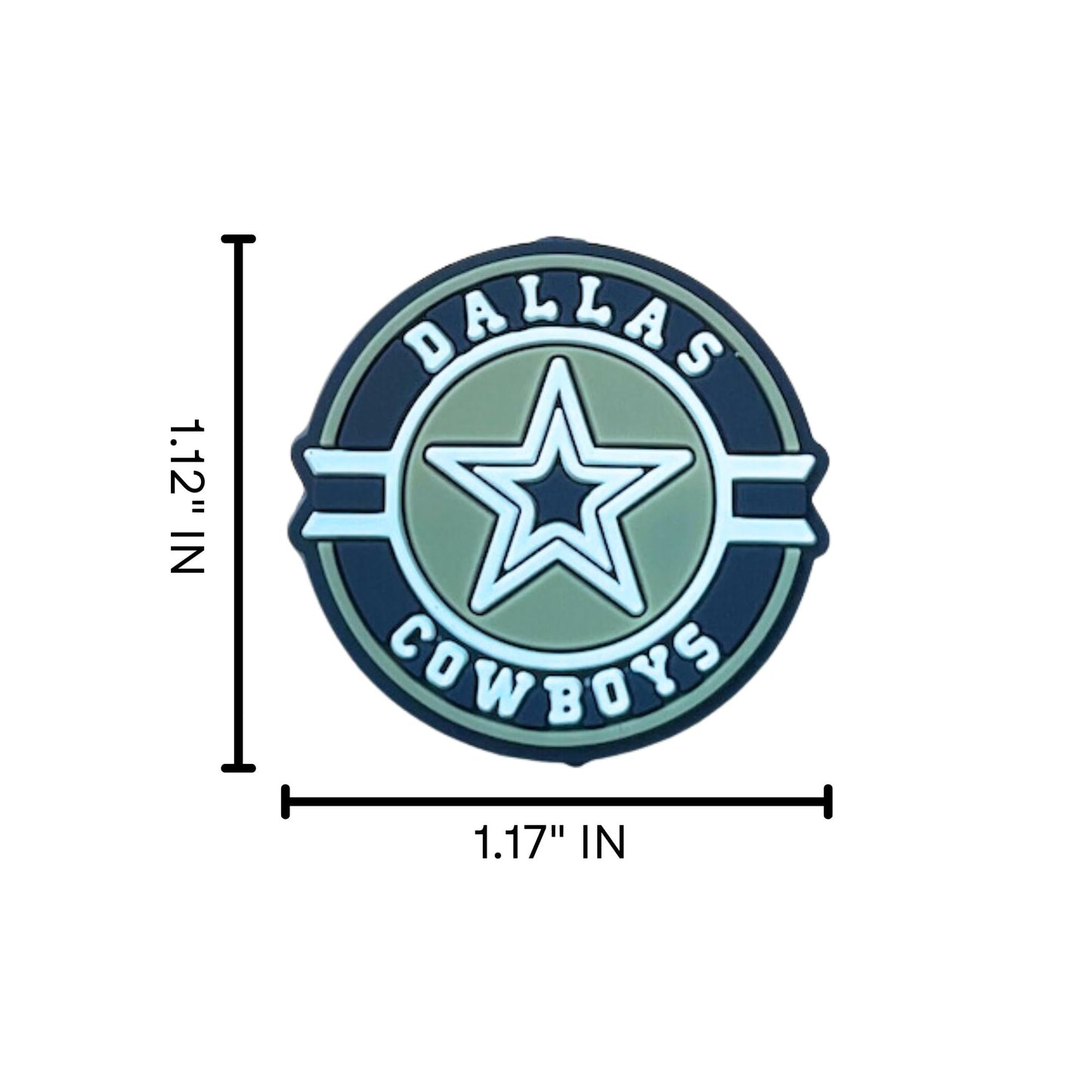 Dallas Focal Bead Sports Football Circle 12pk 1.17” for Bulk Keychains Silicone Charm Beadable Pens Freshie Hangers Logo Blue Silver