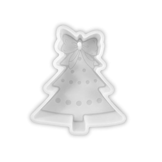 Christmas Tree with Bow Topper Silicone Freshie Mold 4.5x4” Treat Debbie Icing Car Candle Holiday Aroma Beads Oven Safe Winter