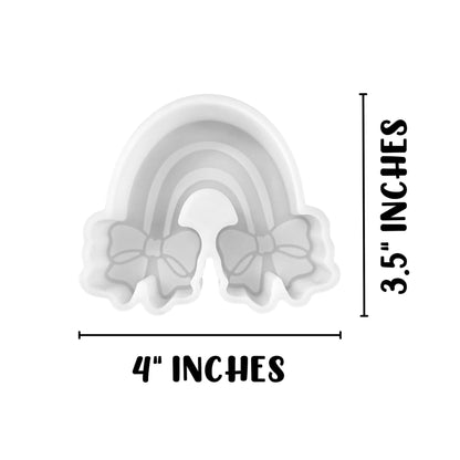 Rainbow with Bows for Clouds Silicone Car Freshie Mold 4x3.5” Scented Aroma Beads Girly Pride Freshener Era Unique Candle Colorful