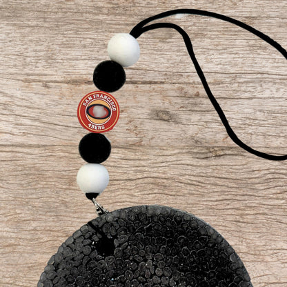 San Focal Bead Sports Fransisco Football 12pk 1.1” for Bulk Keychains Silicone Charm Beadable Pens Freshie Hangers Red and Gold Pro Game Day Circle