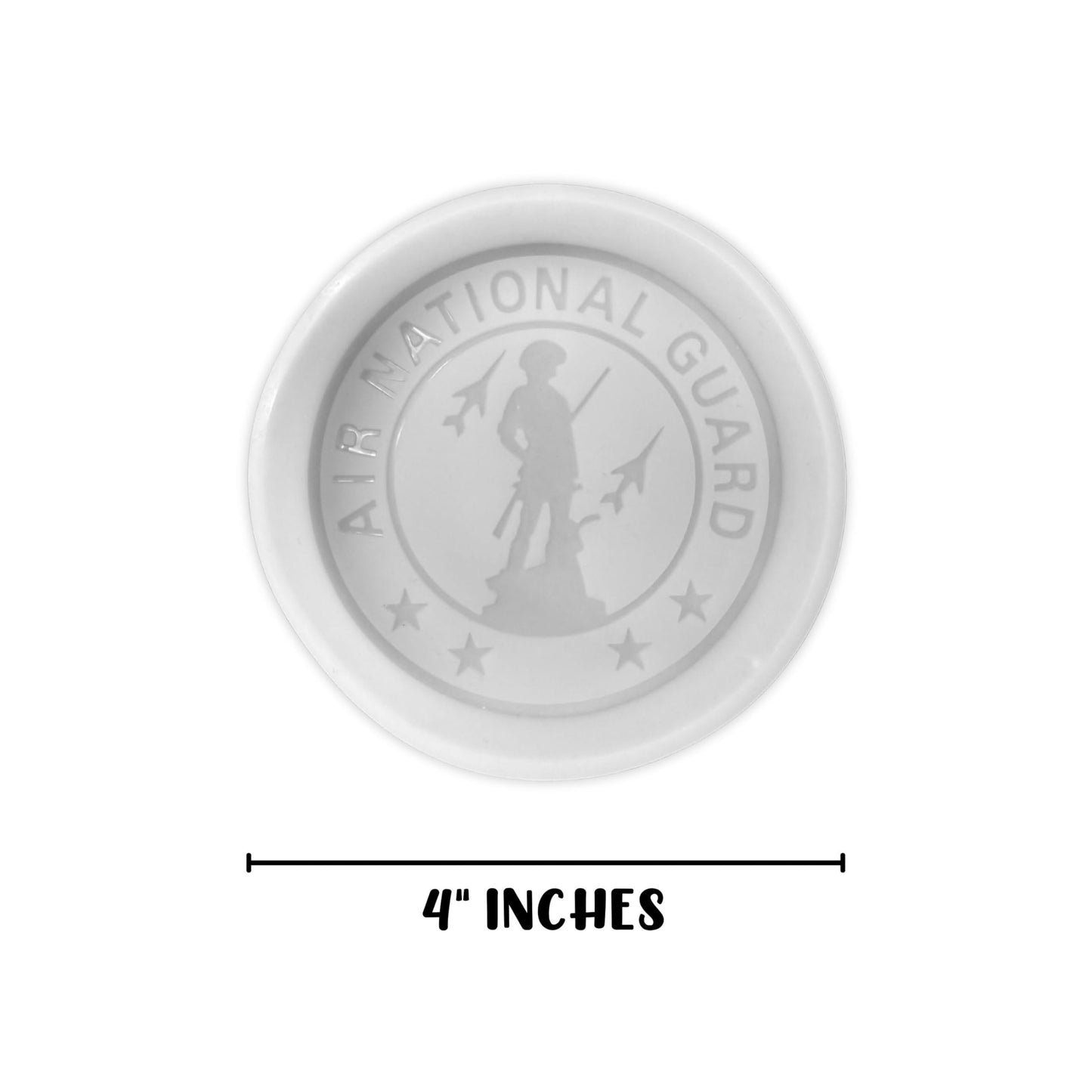 Military United States Guard Silicone Freshie Mold 4” Circle 0.8” D Scented Aroma Beads Men’s Patriotic Veteran Soldier American Flag USA
