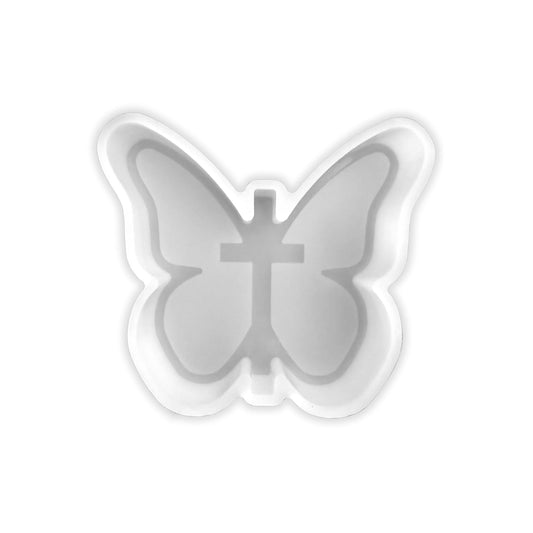 Butterfly with Cross Silicone Freshie Mold 4x3.5” Christian Religious Girly Bible Verse Country Aroma Beads Inspirational