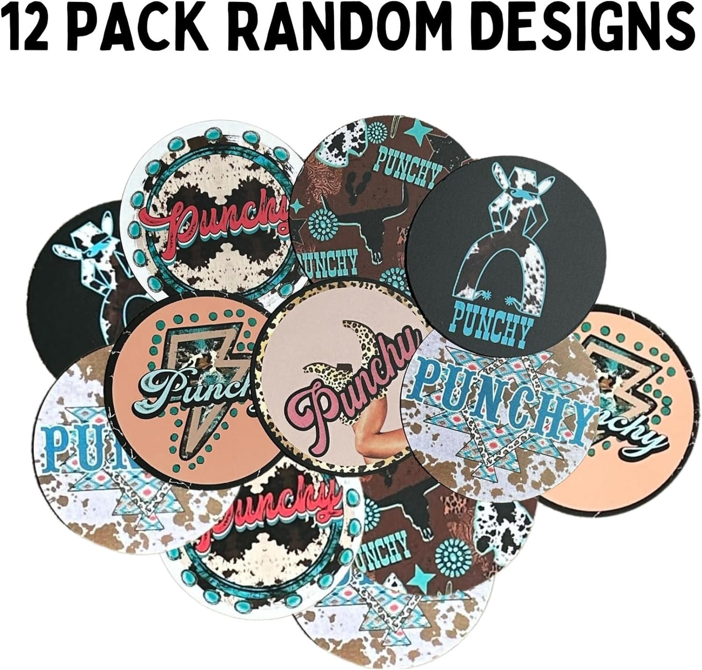 Lashicorn Punchy Freshie Cardstock Cutouts Rounds 2.5” inch | 12 pk Mixed Scented Aroma Beads Bake for Car Freshie Designs Inserts Country Western Cowgirl