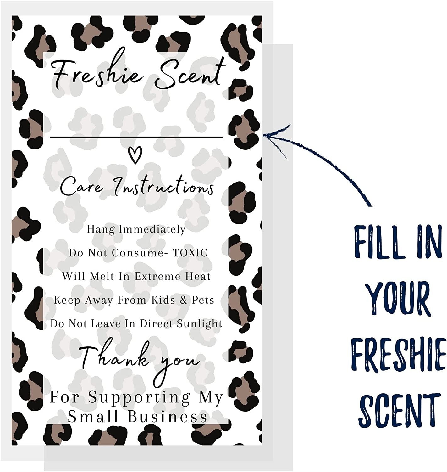 Freshie Label Stickers | 120 Pack | 2x3.5" inches Stickers | Freshies Supplies for DIY Crafts for Freshies Supplies, Beads and Silicone Molds, Freshies Scent Labels | Leopard Background Design