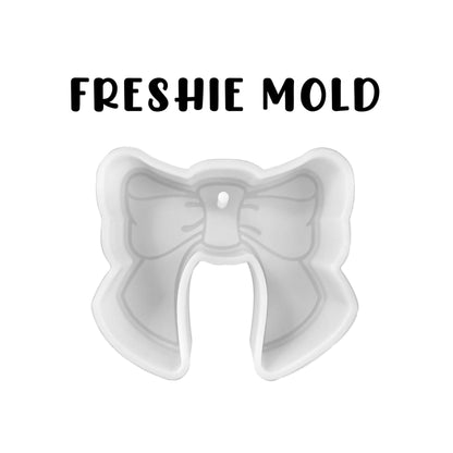 Bow Silicone Car Freshie Mold 4x3.5” Checkered Freshener for Aroma Beads Oven Safe Large Girly Pink Girly Trendy Circles Rounds