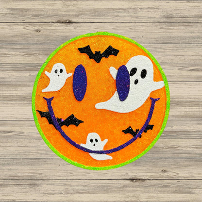 Halloween Boo Ghost and Bat Smiley Face Eyes Car Freshie Silicone Mold 4.1x4.1x0.8” Aroma Beads Spooky Pumpkin Cardstock Oven Safe