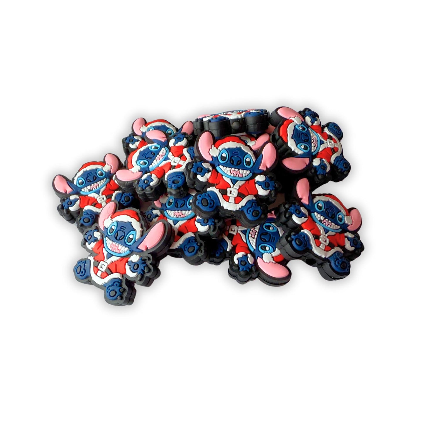 Blue Alien Ohana Santa Christmas Monster Movie Character Silicone Focal Bead 2.9cm 12pk Bulk Means Family Popular Star Li Stitc