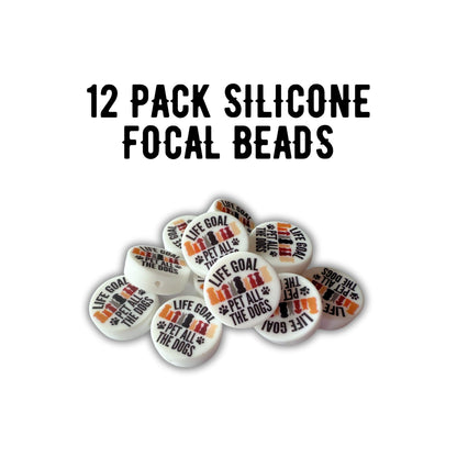 Life Goal Pet All The Dogs Circle Silicone Focal Bead 12pk 2.6 cm Dog Mom Animal Lover Beadable Pen Keychain Freshie Hanger Dachshund