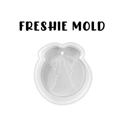 Softball Baseball T-Ball with Bow Silicone Freshie Mold 4x3.6” Car Freshener for Aroma Beads Oven Safe Team Sports Moms Focal