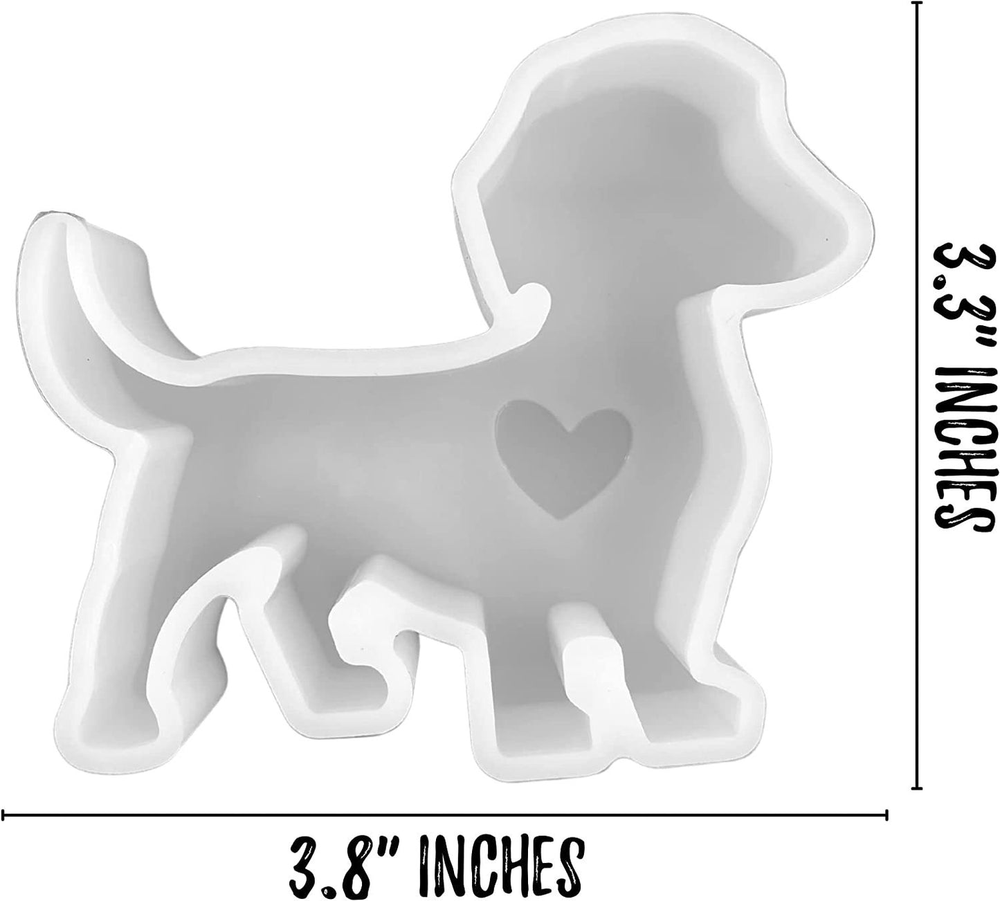 Dachshund Weiner Dog Heart Freshie Silicone Mold for Scented Aroma Beads 3.3” Tall x 3.9” Wide x 0.8” Deep Resin, Car Candle, Soap, Freshie Dog Mama Mom Paw Print Oven Safe Heat Resistant to 400 F