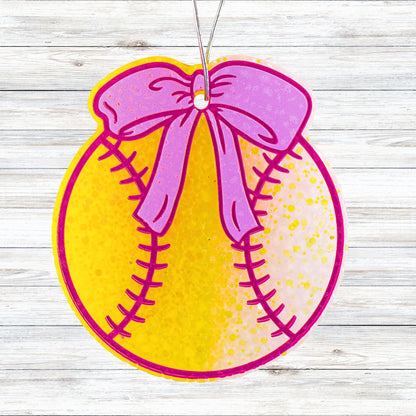 Softball Baseball T-Ball with Bow Silicone Freshie Mold 4x3.6” Car Freshener for Aroma Beads Oven Safe Team Sports Moms Focal