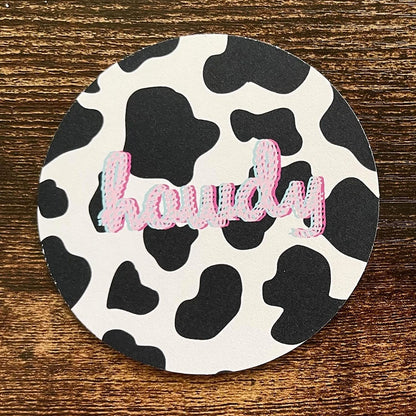 Howdy Cowhide Print Cardstock Cutouts for Freshies | 12 Pack | 3" Inch Circles | Freshie Supplies | Western Designs