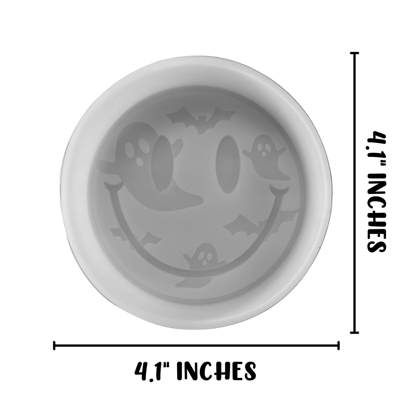Halloween Boo Ghost and Bat Smiley Face Eyes Car Freshie Silicone Mold 4.1x4.1x0.8” Aroma Beads Spooky Pumpkin Cardstock Oven Safe