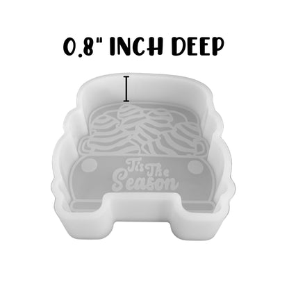 ‘Tis The Season Truck with Little Christmas Tree Treat Freshie Car Silicone Mold 3.6x4x0.8 White Tree with Red and Green Sprinkles Debbie