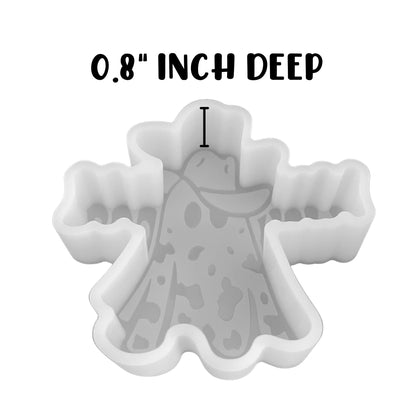 Boo Haw Ghost Cowboy Hat Silicone Car Freshie Mold 3.9x3.8x0.8” Halloween Spooky Country Western DIY Aroma Scented Beads Oven Safe
