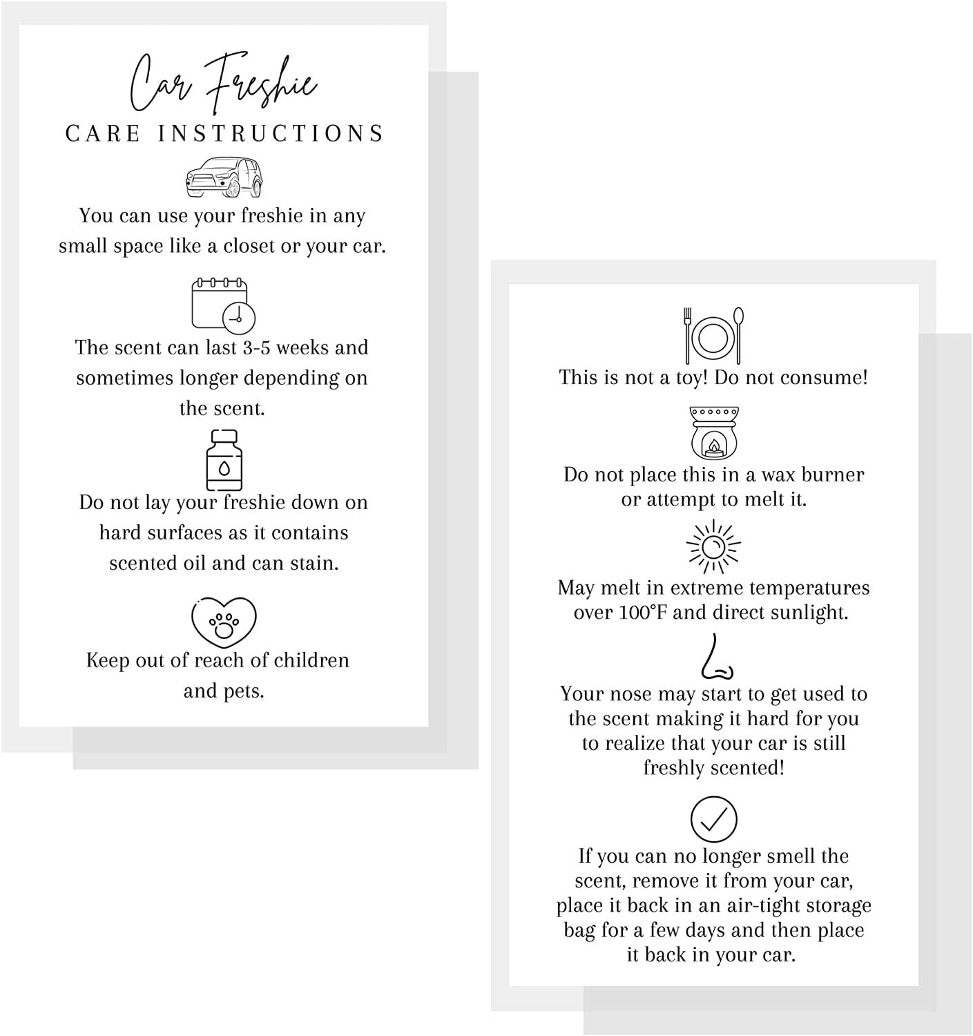 Car Freshie Instruction Card