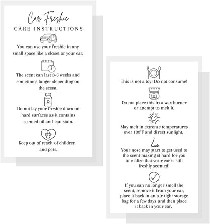 Car Freshie Instruction Card