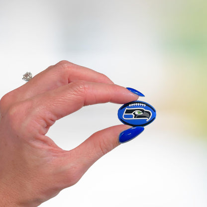 Seattle Focal Bead Sports Football 12pk 1.17” for Bulk Keychains Silicone Charm Sea Beadable Pens Freshie Hawk Hangers Logo Game Day Green Blue