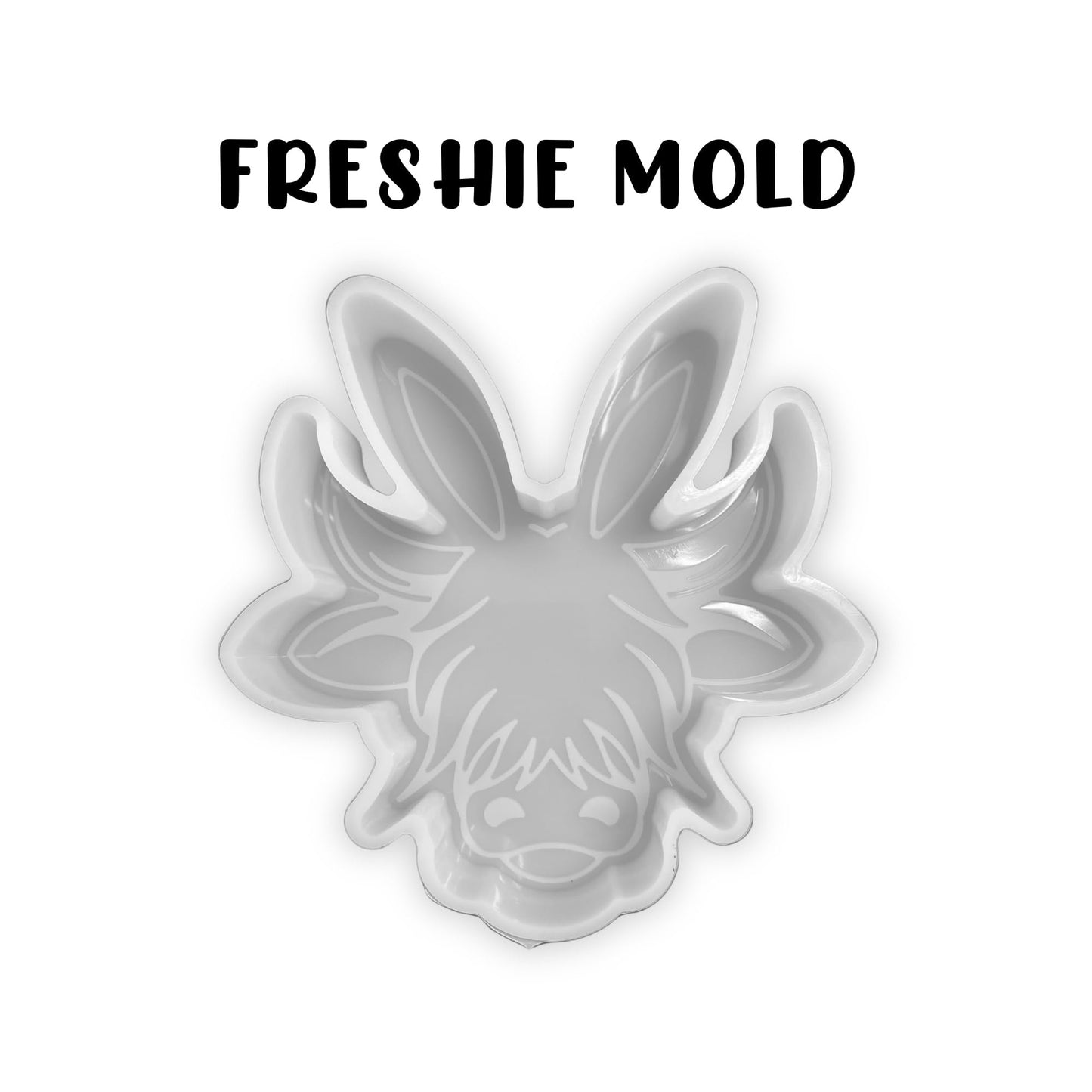 Easter Highland Cow with Bunny Ears Freshie Silicone Mold | 5.5x5.5x0.8” inch for Scented Aroma Beads Supplies, Resin, Car Candle, Soap Oven Safe Heat Resistant to 400 F˚ Holiday Egg Furry Hairy Cow