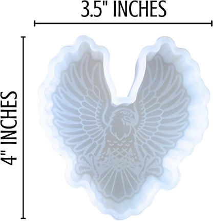 Eagle American Freshie Silicone Mold 4 x 3.5 x 0.8” USA Patriotic Bald Eagle Wings Spread Scented Aroma Beads Supplies Resin, Car Candles, Soap Oven Safe Bake Heat Resistant to 400 F