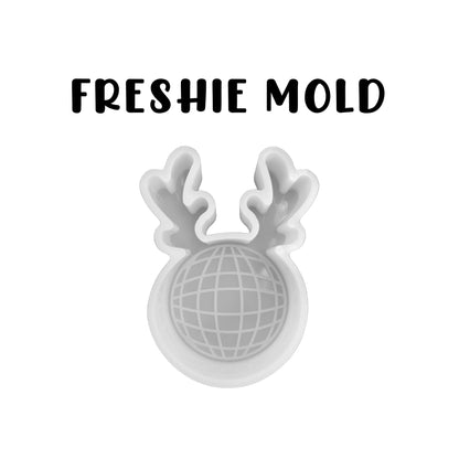 Reindeer Antler Disco Ball Christmas Rudolf Car Freshie Silicone Mold 2.7x4.1x0.8” Gnome Nutcracker Aroma Beads Oven Safe Holiday