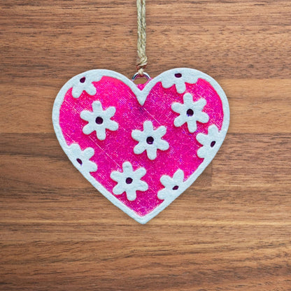 Heart with Flowers Silicone Freshie Mold 4x4” V-Day Valentine’s 90’s Retro Trendy Car Candle Freshener Aroma Beads Oven Safe