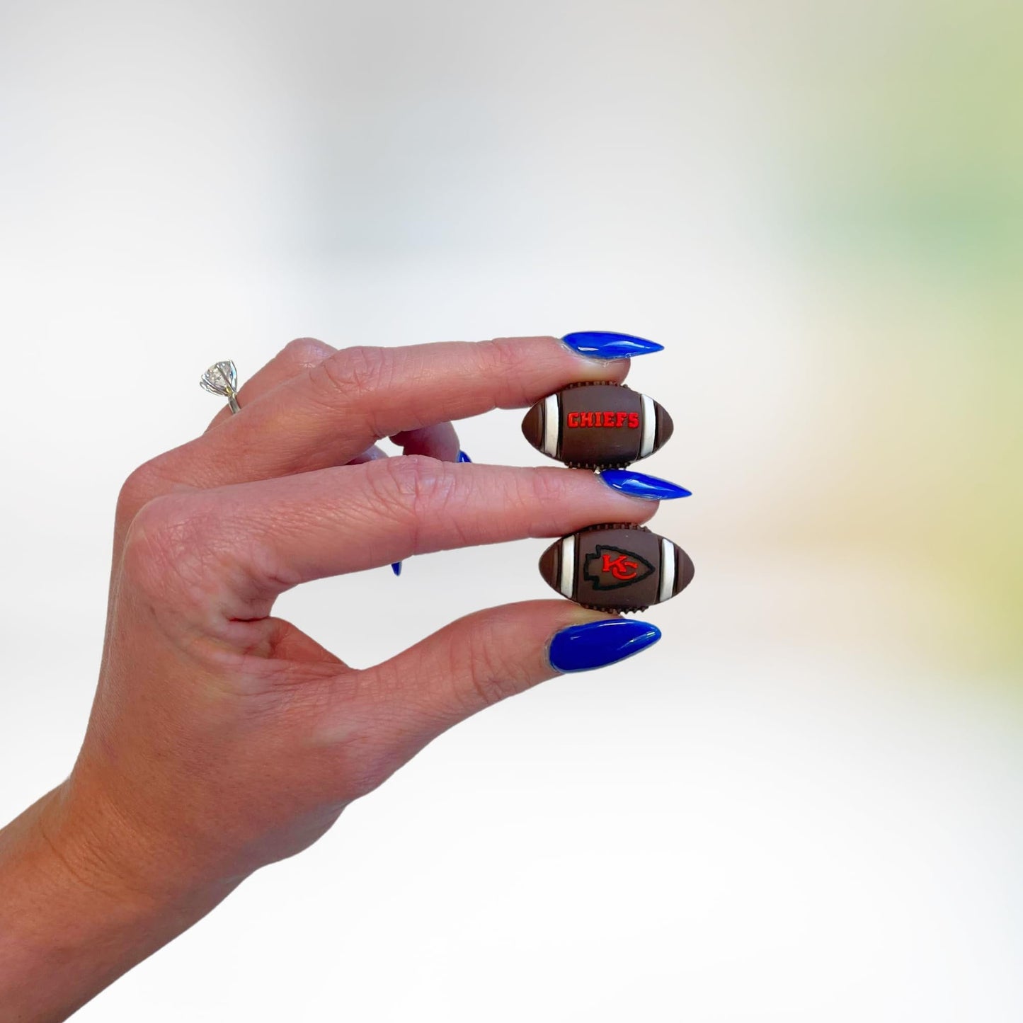 Kansas Focal Bead Sports Football Shaped 12pk 1.16” for Bulk Keychains Silicone Charm Beadable Pens Freshie Hangers Jewelry Assorted