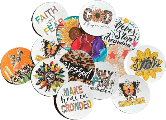 Christian Jesus Freshie Cardstock Cut Out Rounds 2” in | 12pk mixed, for Scented Aroma Bead with Mold for Car Freshie Religious Inspirational