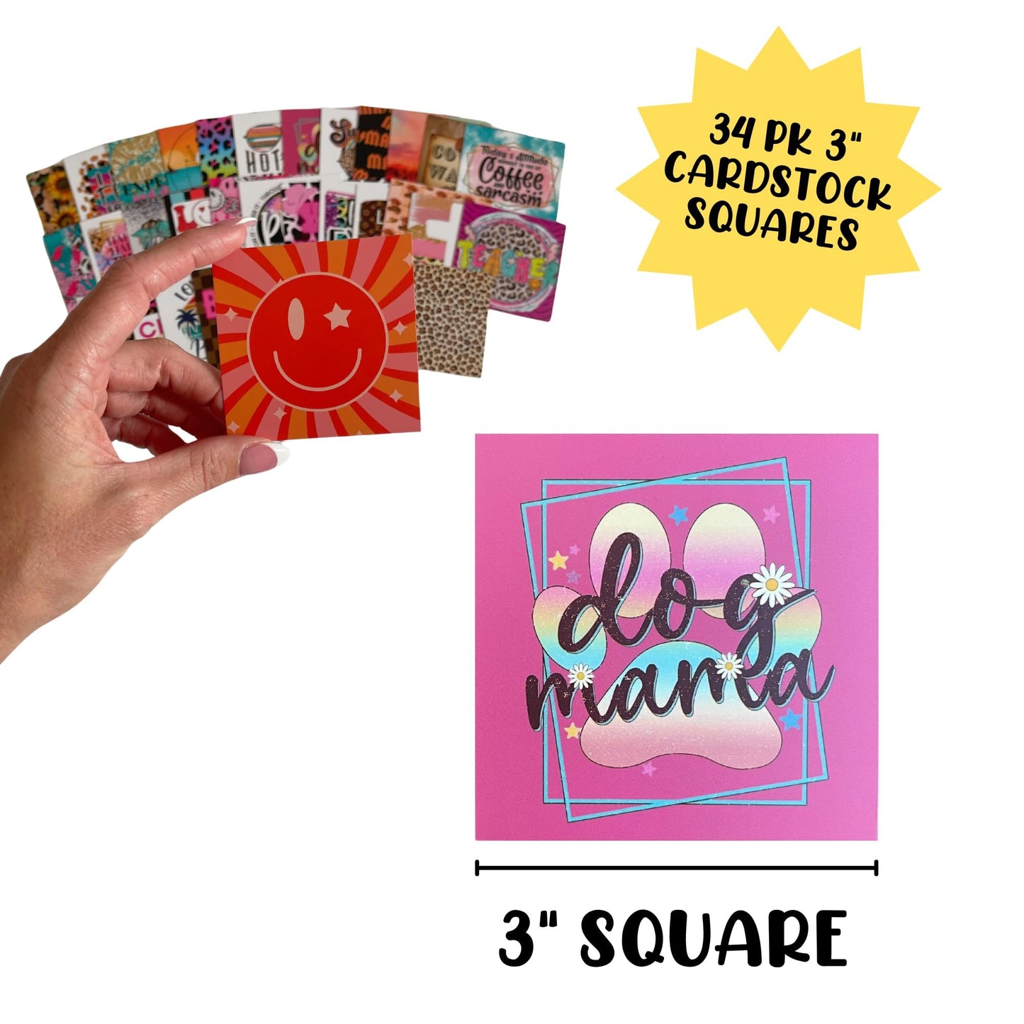 3.5” Inch Square Freshie Mold + 34 pcs Cardstock Cut Outs Mixed Pack Aroma Beads Care Instructions Cutouts for Freshies 2 pcs Pack