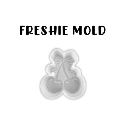 Cherries with Bow Silicone Freshie Mold 3.5x4” Car Candle Cherry Retro 90’s Trendy Summer Scented Aroma Beads Wholesale Supplies DIY