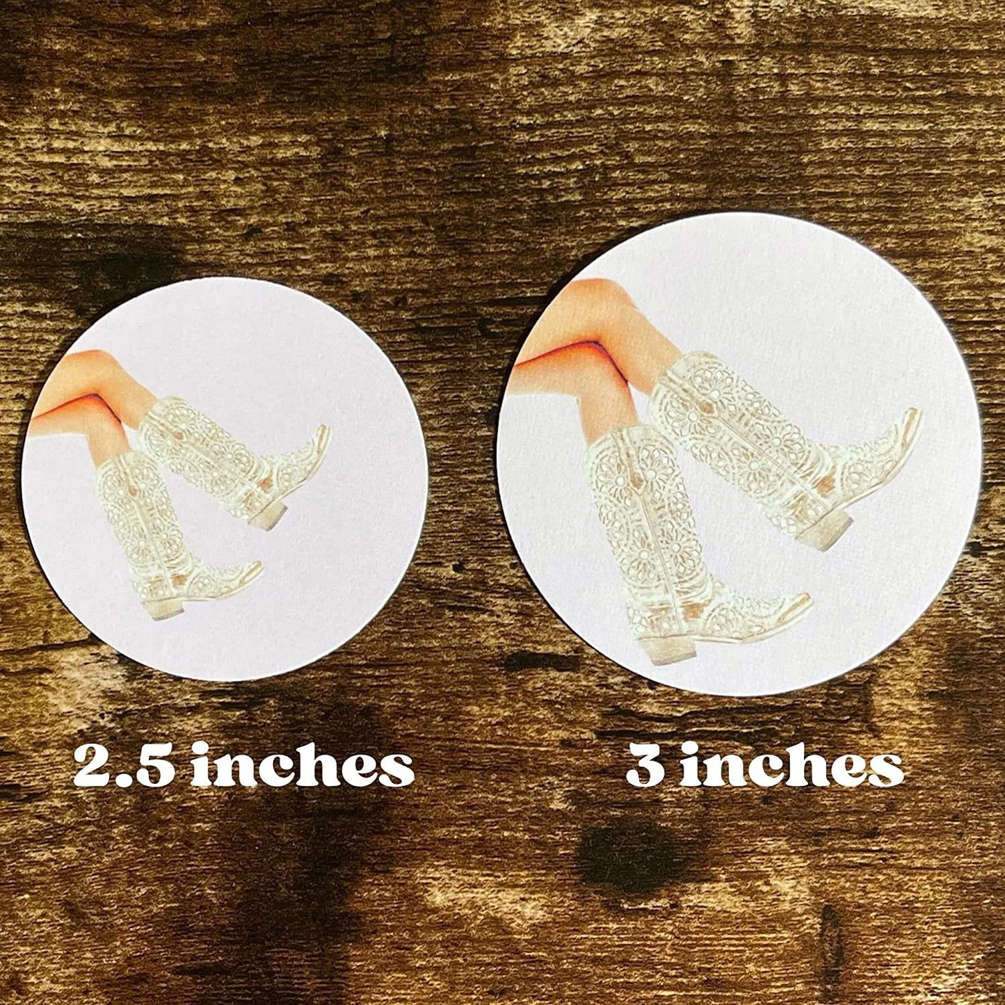 Silver Cowgirl Boots Cardstock Cutouts for Freshies | 12 Pack | 2.5" Inch Circles | Freshie Supplies | Western Designs
