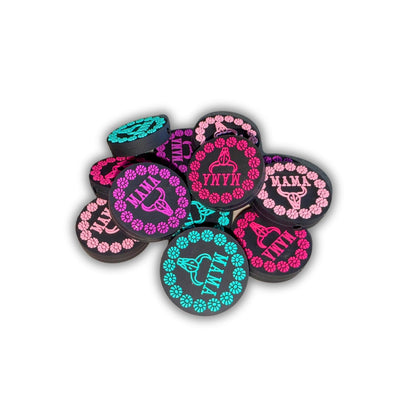 Mama with Bull Skull Circle Silicone Focal Bead 12pk 2.8cm Country Mixed Assorted for Beadable Pens Freshie Hangers Keychains Crafters Bear Dog Mom Boy Girl Heart