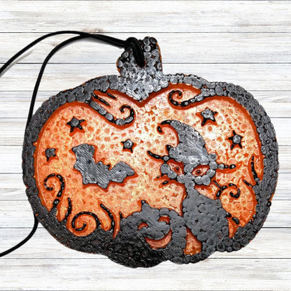 Pumpkin with Cat and Bat Fall Halloween Unique Car Freshie Silicone Mold 4.1x3.9x0.8 Daisy Spooky Ghost Jack O Lantern Aroma Beads Oven Safe