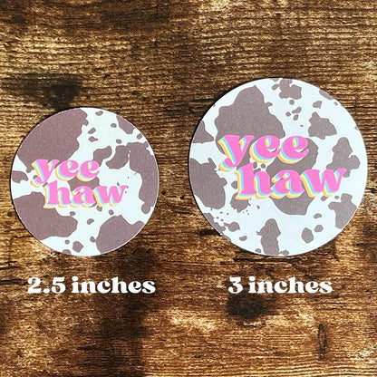 YeeHaw Cowhide Print Cardstock Cutouts for Freshies | 12 Pack | 2.5" Inch Circles | Freshie Supplies | Western Designs