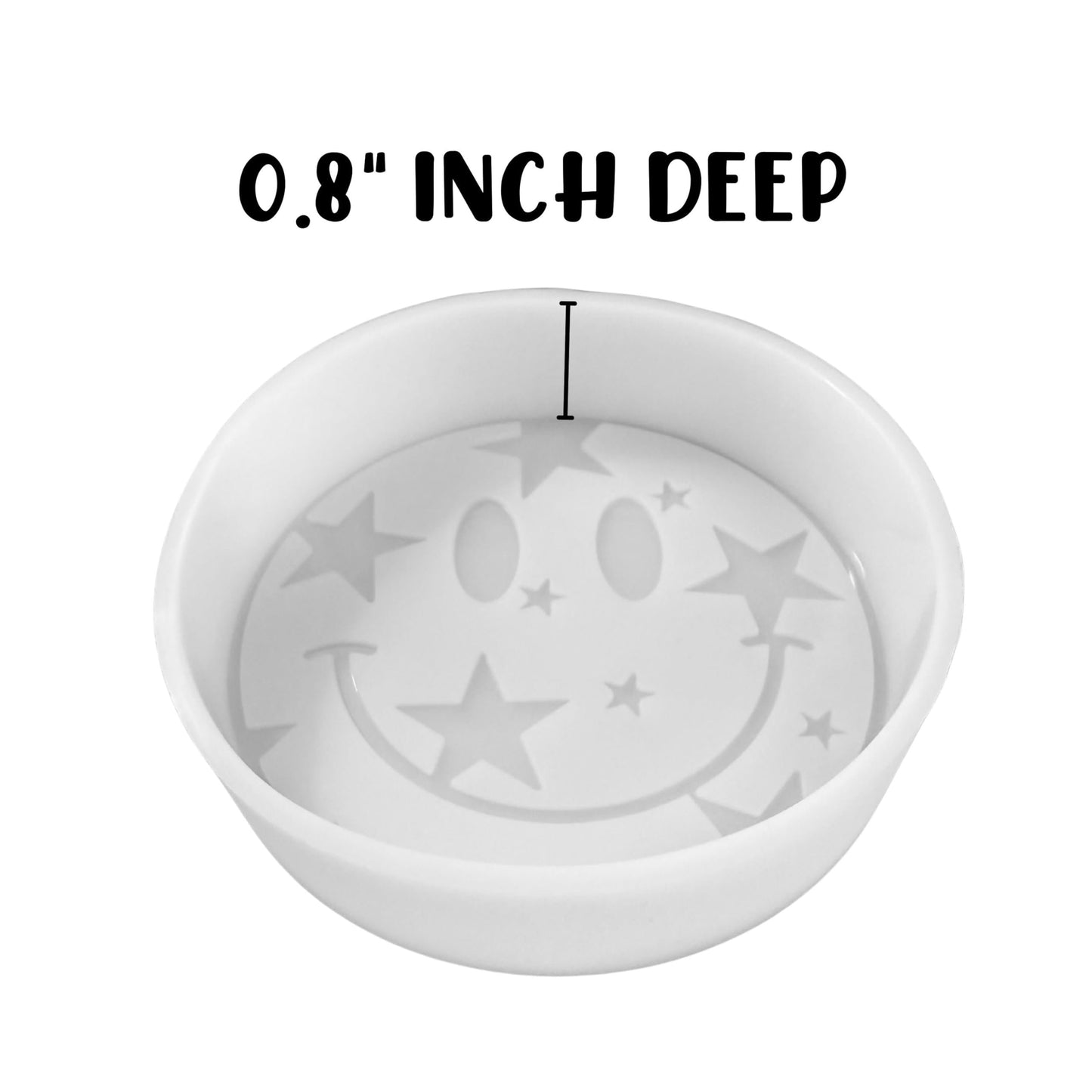 Smiley Face with Star Eyes Rounds Silicone Freshie Mold 4” Car Freshener 90’s Retro Trendy Lightening Bolt Bad Mom